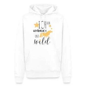 Ich bin und wild! - Männer Premium Bio Hoodie - Weiß - Vorne - Nico (187cm)