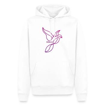 Elegance in Flight: Abstract Avian Art Birdy - Männer Premium Bio Hoodie - Weiß - Vorne - Nico (187cm)