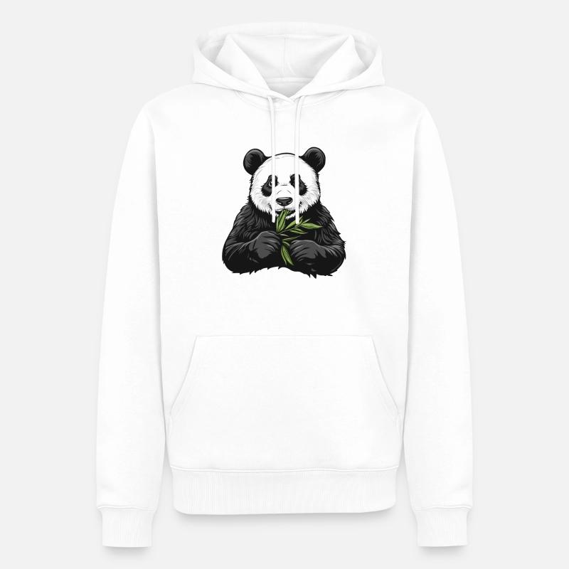 Pandabär mit Bambus - Männer Premium Bio Hoodie - Weiß