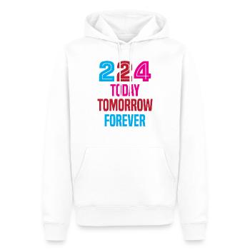 224 Aujourd’hui, demain, pour toujours - Sweat à capuche Premium bio Homme - blanc - Devant - Nico (187cm)