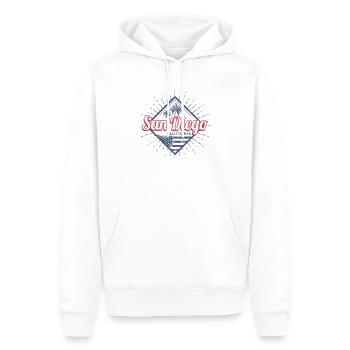 Souvenir des palmiers de la ville de San Diego, en Californie, aux États-Unis - Sweat à capuche Premium bio Homme - blanc - Devant - Nico (187cm)