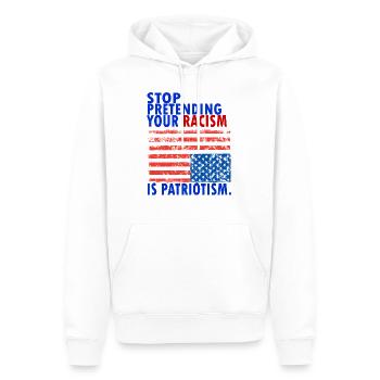 STOP PRETENDING YOUR RACISM IS PATRIOTIS - Männer Premium Bio Hoodie - Weiß - Vorne - Nico (187cm)