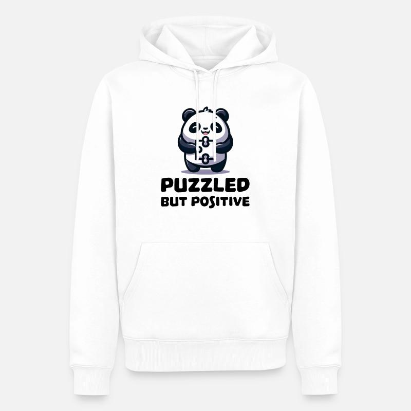 Panda perplexe mais positif - Sweat à capuche Premium bio Homme - blanc