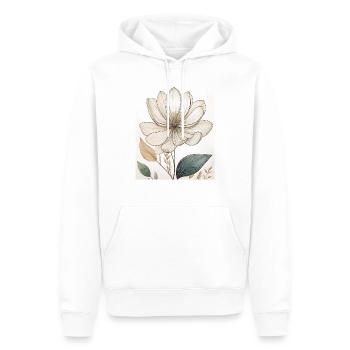Elegant Floral Line Art – Minimalist Flower Design - Men’s Premium Organic Hoodie - white - Front - Nico (187cm)