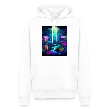 Neon Jungle with Glowing Mushrooms and Plants - Men’s Premium Organic Hoodie - white - Front - Nico (187cm)