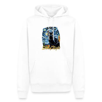 Nachtschwarze Katze Night Black Cat - Männer Premium Bio Hoodie - Weiß - Vorne - Nico (187cm)
