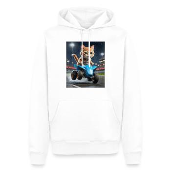 Speedy Whiskers - Rennkatze auf ATV Speedy - Männer Premium Bio Hoodie - Weiß - Vorne - Nico (187cm)