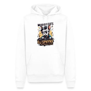 SPHYNX CAT DER HIPSTER-DJ - Männer Premium Bio Hoodie - Weiß - Vorne - Nico (187cm)