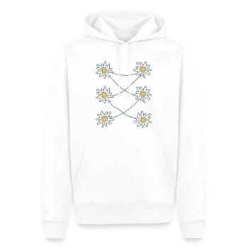 Weiße Alpen Edelweiß Blume Bergblume Berge Wandern - Männer Premium Bio Hoodie - Weiß - Vorne - Nico (187cm)