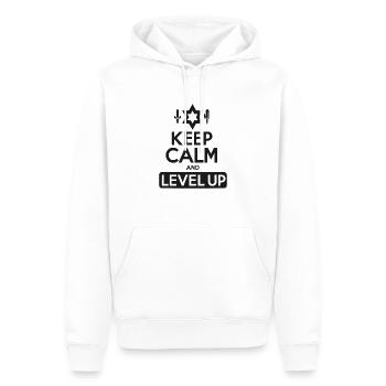 Keep Calm and Level Up - Men’s Premium Organic Hoodie - white - Front - Nico (187cm)