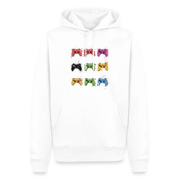 Bunte Controller für Gamer - Männer Premium Bio Hoodie - Weiß - Vorne - Nico (187cm)