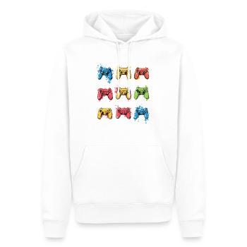 Bunte Controller für Gamer - Männer Premium Bio Hoodie - Weiß - Vorne - Nico (187cm)