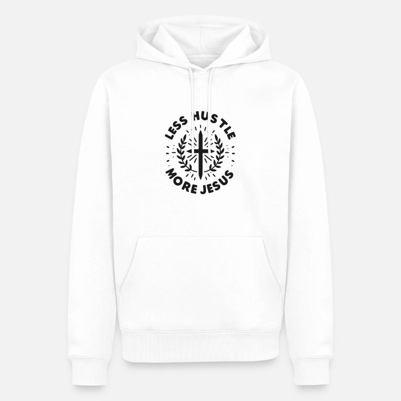 Moins d’agitation Plus Jésus - Sweat à capuche Premium bio Homme - blanc