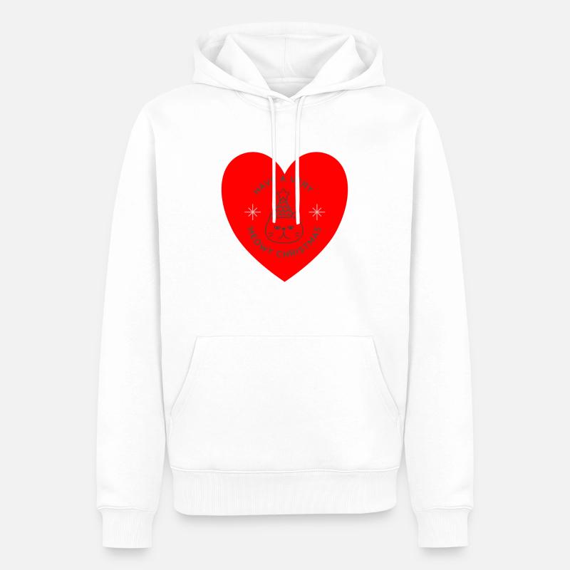 Meowy Christmas - Conception de Noël de chat drôle - Sweat à capuche Premium bio Homme - blanc