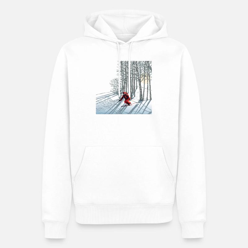 Nachtskifahren Ski nocturne - Sweat à capuche Premium bio Homme - blanc