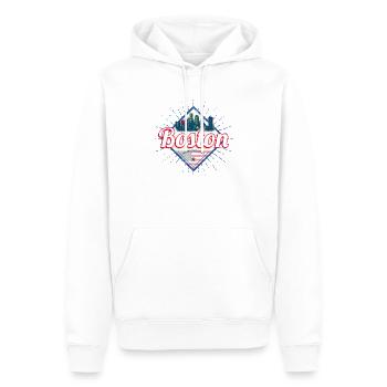 Boston, Massachusetts, États-Unis, États-Unis - Sweat à capuche Premium bio Homme - blanc - Devant - Nico (187cm)