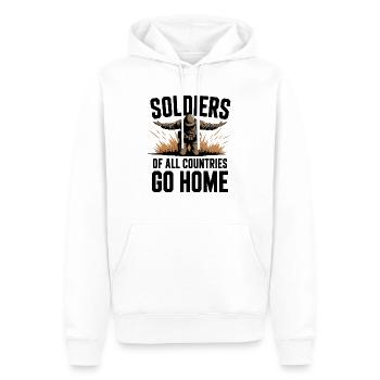 Soldiers of all Countries Go Home Anti Krieg - Männer Premium Bio Hoodie - Weiß - Vorne - Nico (187cm)