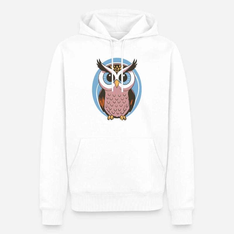 NIEDLICHE Eule - Männer Premium Bio Hoodie - Weiß