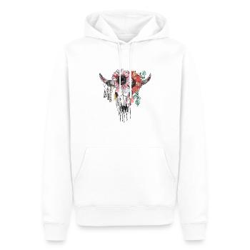 Crâne de taureau floral bohème - Design esthétique - Sweat à capuche Premium bio Homme - blanc - Devant - Nico (187cm)