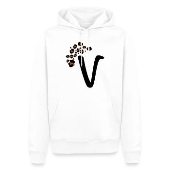 Lettre v motifs léopard - Sweat à capuche Premium bio Homme - blanc - Devant - Nico (187cm)