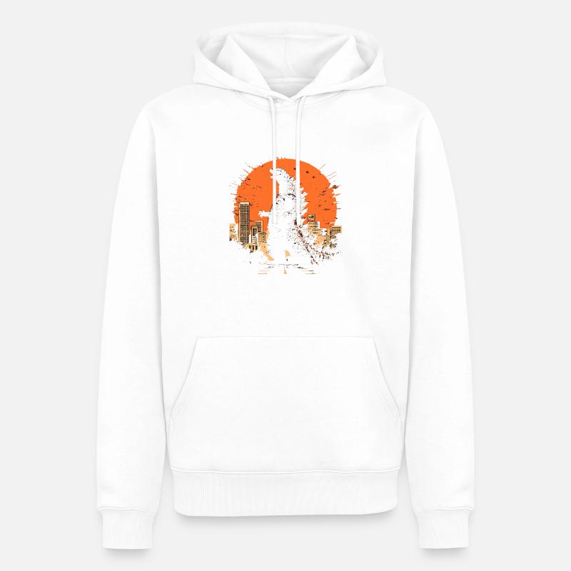Kaiju Monster Design Sunset Geschenkidee - Männer Premium Bio Hoodie - Weiß