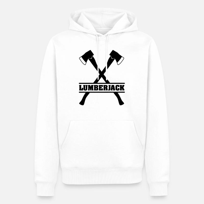 Haches de bûcheron - Sweat à capuche Premium bio Homme - blanc