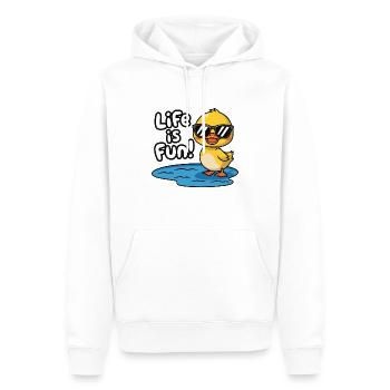 ENTE, DAS LEBEN MACHT SPASS - Männer Premium Bio Hoodie - Weiß - Vorne - Nico (187cm)