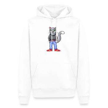 Drôle Gris Réfrigéré Chat Amour Chats - Sweat à capuche Premium bio Homme - blanc - Devant - Nico (187cm)