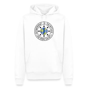Schwerkraft ist ein Mythos. Die Erde Saugt - Männer Premium Bio Hoodie - Weiß - Vorne - Nico (187cm)