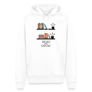 BÜCHERREGALE LESEN UND WACHSEN - Männer Premium Bio Hoodie - Weiß - Vorne - Nico (187cm)
