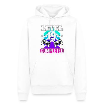 19 Anniversaire - Sweat à capuche Premium bio Homme - blanc - Devant - Nico (187cm)