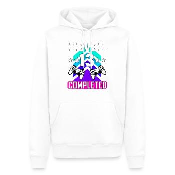 13 Anniversaire - Sweat à capuche Premium bio Homme - blanc - Devant - Nico (187cm)