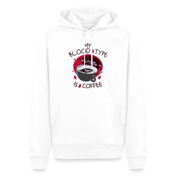Mon groupe sanguin est le café - Sweat à capuche Premium bio Homme - blanc - Devant - Nico (187cm)