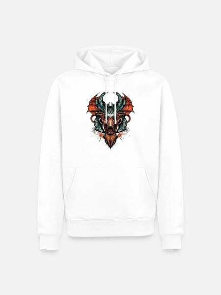 Drache Dragon Drachen Drachenkopf Dragons House of - Männer Premium Bio Hoodie - Weiß