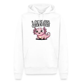 I Axolotl questions Jeu de mots Mignon amphibien Salamandre - Sweat à capuche Premium bio Homme - blanc - Devant - Nico (187cm)