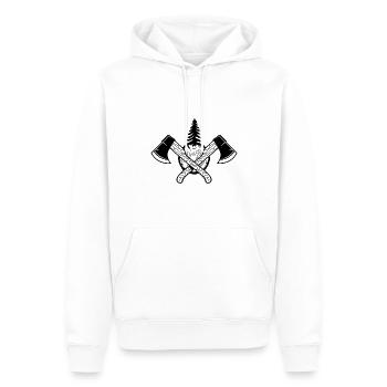 Idée cadeau bûcheron forestier - Sweat à capuche Premium bio Homme - blanc - Devant - Nico (187cm)