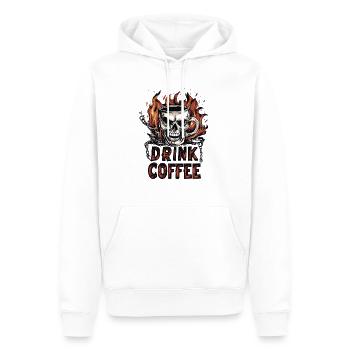 Drink Coffee Skull Biker Motorcycle Kaffee - Männer Premium Bio Hoodie - Weiß - Vorne - Nico (187cm)