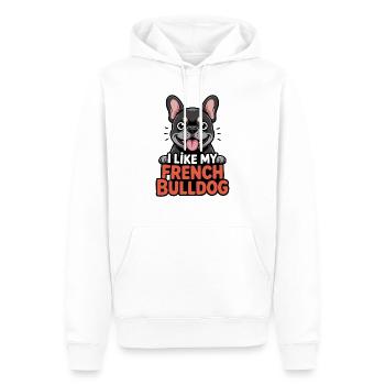 J’aime mon bouledogue français Love - Sweat à capuche Premium bio Homme - blanc - Devant - Nico (187cm)