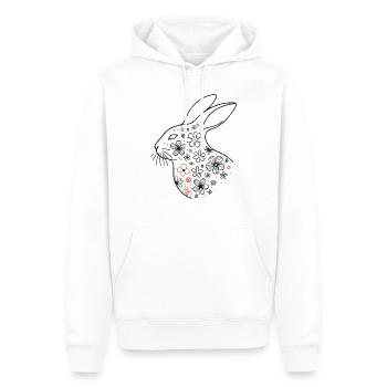 Lapin floral de Pâques Style rétro vintage - Sweat à capuche Premium bio Homme - blanc - Devant - Nico (187cm)