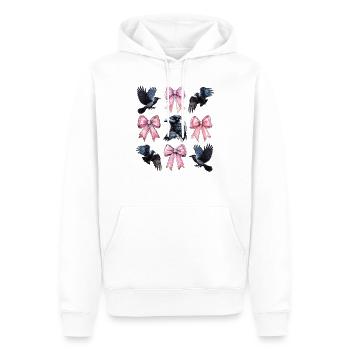 Coquette noeud corbeau corbeau oiseau fille maman rose - Sweat à capuche Premium bio Homme - blanc - Devant - Nico (187cm)