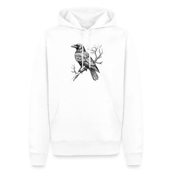 Raven Illustration Dark Gothic Retro Vintage Vogel - Männer Premium Bio Hoodie - Weiß - Vorne - Nico (187cm)