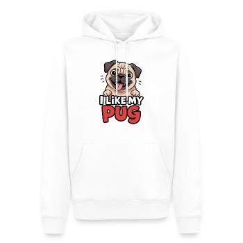 I like my Pug Dog Love - Men’s Premium Organic Hoodie - white - Front - Nico (187cm)