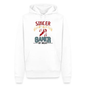 Sänger Gamer Spruch Design - Männer Premium Bio Hoodie - Weiß - Vorne - Nico (187cm)