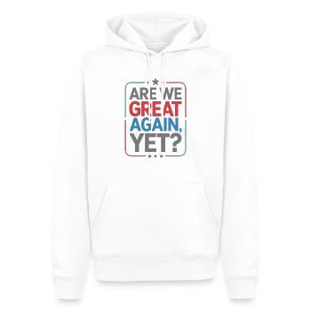 Sind wir schon wieder groß? - Männer Premium Bio Hoodie - Weiß - Vorne - Nico (187cm)
