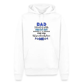 Drôle de papa disant conception de la fête des pères - Sweat à capuche Premium bio Homme - blanc - Devant - Nico (187cm)