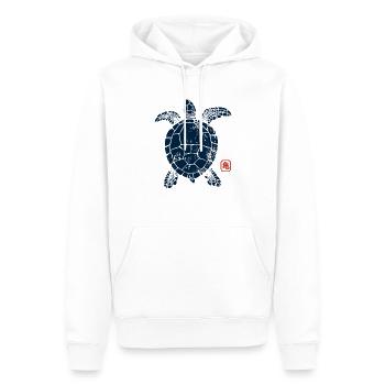 Schildkrote mit Kanji Stempel - Männer Premium Bio Hoodie - Weiß - Vorne - Nico (187cm)