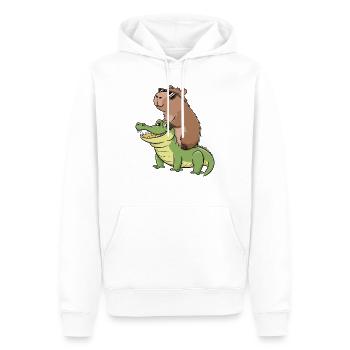 Capybara avec lunettes de soleil crocodile dessin animé - Sweat à capuche Premium bio Homme - blanc - Devant - Nico (187cm)