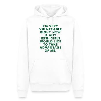 Ich bin verletzlich rn, wenn irgendein irisches Mädchen nimmt - Männer Premium Bio Hoodie - Weiß - Vorne - Nico (187cm)