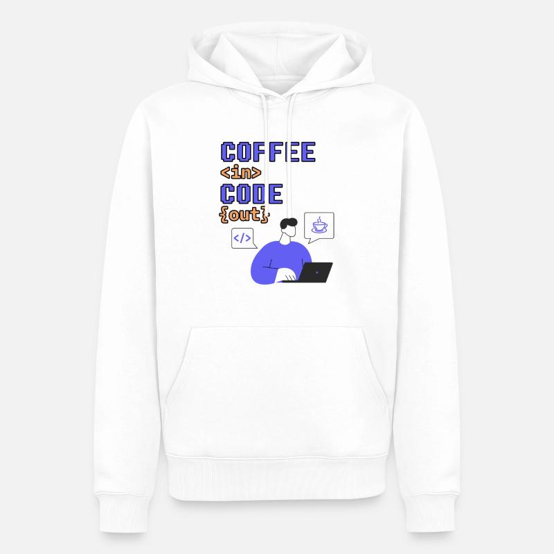 Codez. Café dehors. - Sweat à capuche Premium bio Homme - blanc