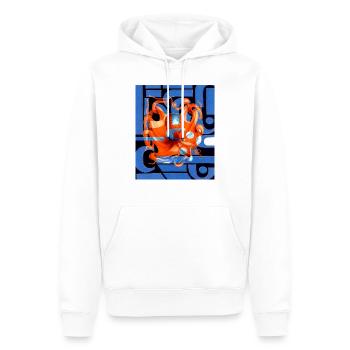 Creativ Pieuvre Bleu Océan Orange Art abstrait - Sweat à capuche Premium bio Homme - blanc - Devant - Nico (187cm)